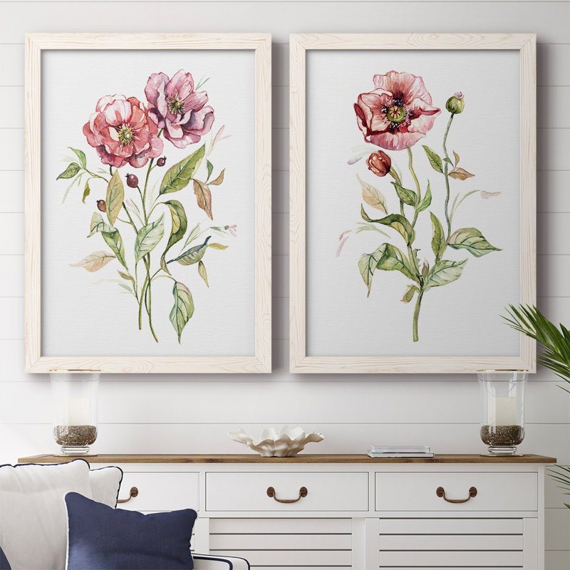 Fleurs sauvages - Toile encadrée de qualité supérieure - prête à être accrochée, H 27,5 po x l 75 po x P 1,5 po, Blanc