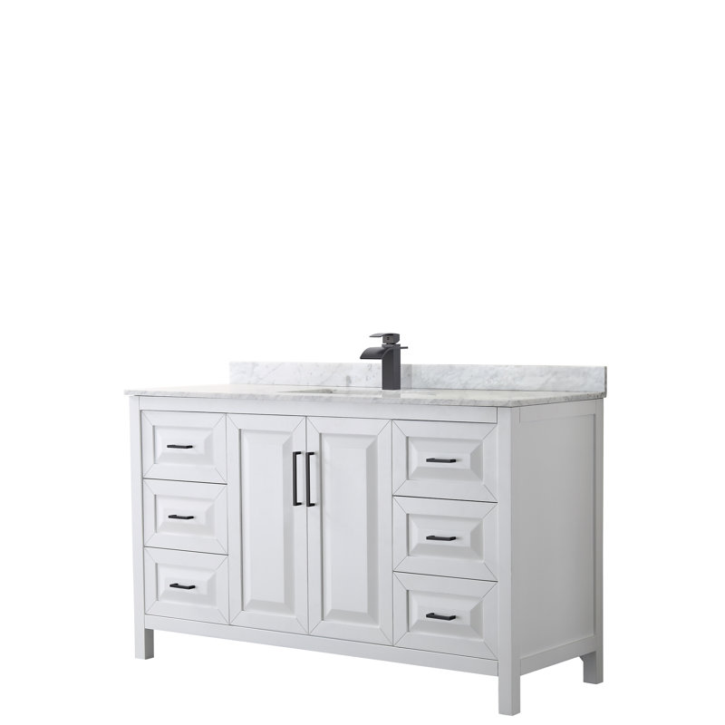 Daria 60'' W Single Vanity, Matte Black, White, White Cultured Marble