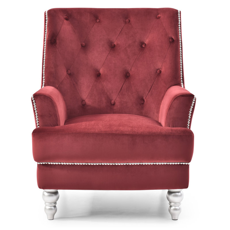Zaria Velvet Armchair, Burgundy
