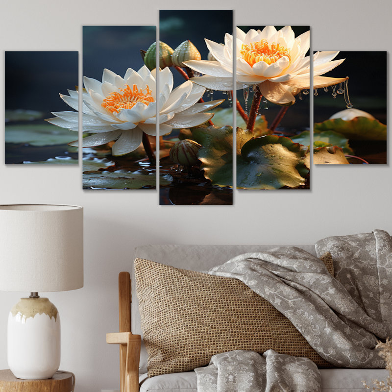 Saylor - impression sur toile florale - 5 panneaux