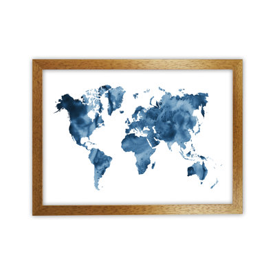 Watercolour World Map - Blue 1 Piece Wall Art