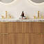 Meuble-lavabo mural 60 po avec lavabo double, comptoir en pierre frittée et 4 tiroirs, grain de bois espresso - pré-assemblé