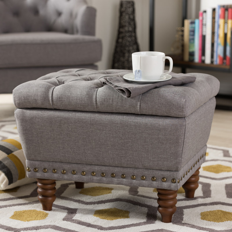 Repose-pieds avec rangement Galvester Studio Alzenia, Gris clair