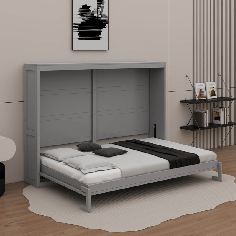 Grand lit escamotable avec DEL, Gris