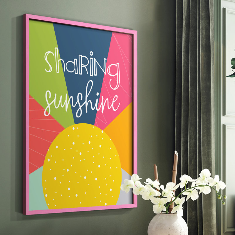 Sharing Sunshine Framed Print - Solid Wood, 10" H x 8" W, Pink