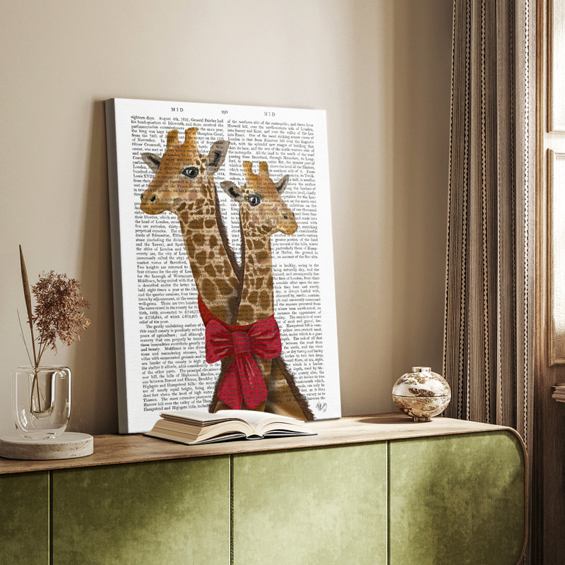 Girafes et arc - Cavas de galerie sur mesure, H 18 po x l 12 po
