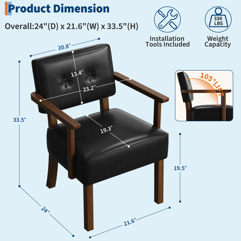Upholstered Accent Chair, Black
