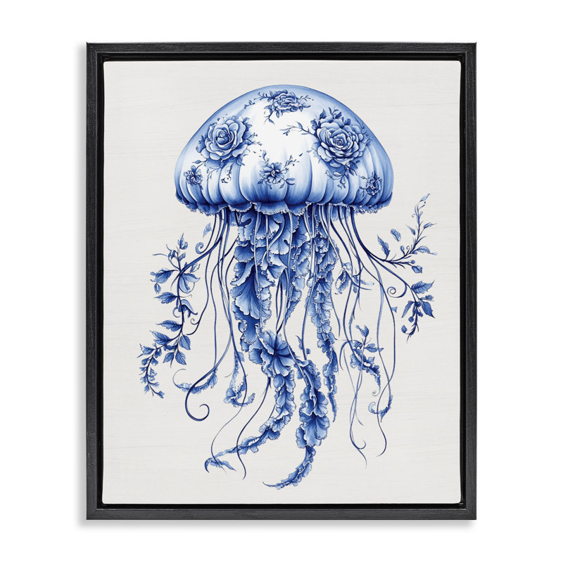 Cadre flottant à méduse Funky Toile, Cadre flottant noir de jais, H 21 po x l 17 po