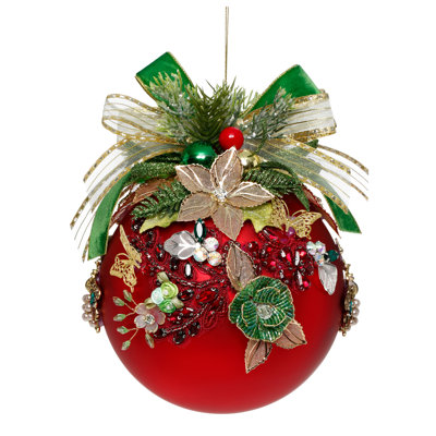 Ornement floral floral, rouge, 6 pouces