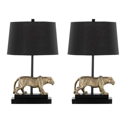 Panther 26" Polyresin Table Lamp - Set of 2
