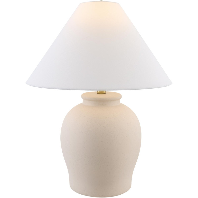 Lampe de table en céramique 22 po Chemise, Coquille, Lin classique