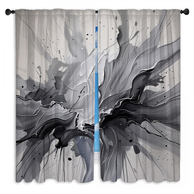 Rideaux abstraits abstraits et transparents - 2 panneaux, 20in x 60in - 2 panels, Obscurcissement de chambre