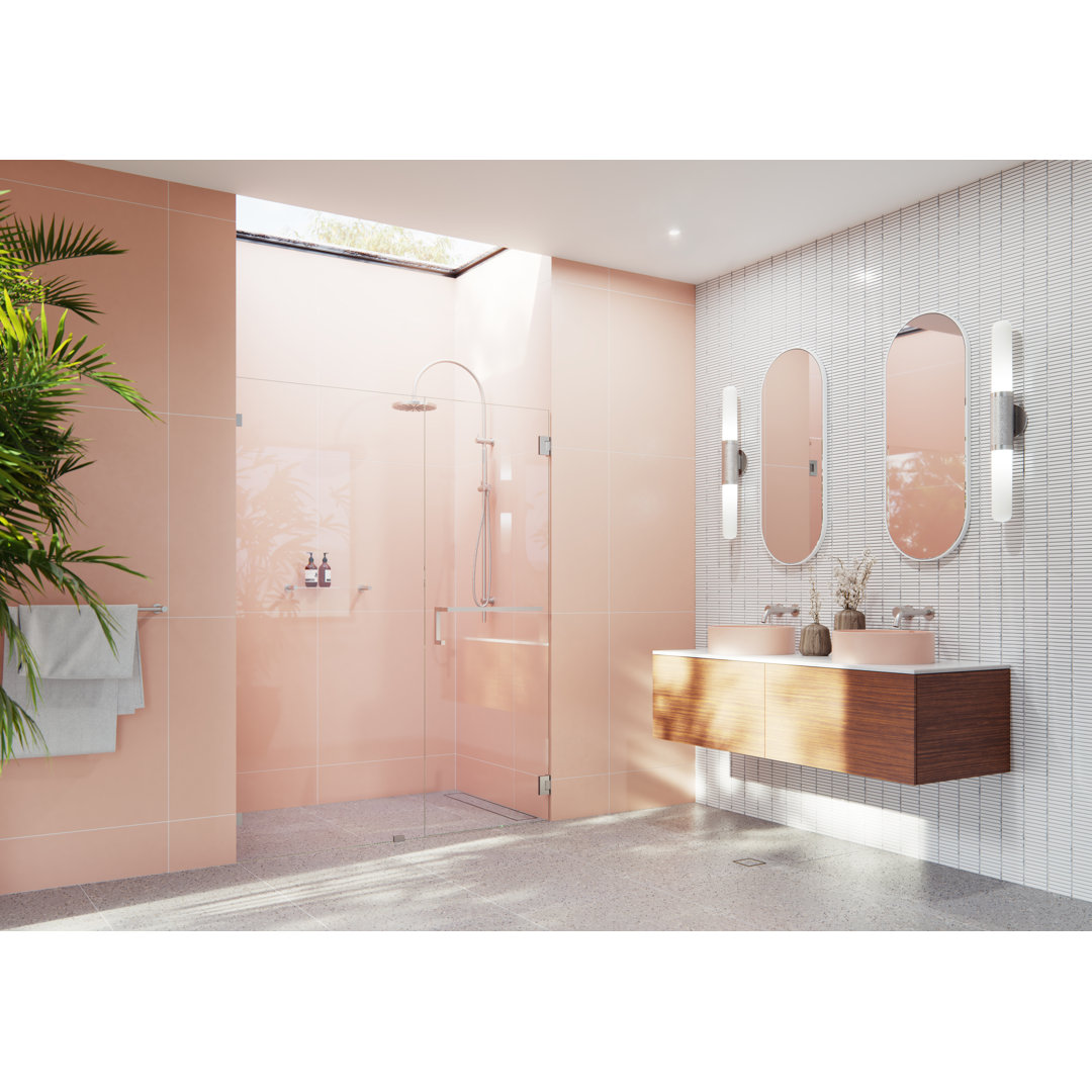 Umbra 57 in. x 78 in. Fully Frameless Wall Hinge Towel Bar Shower Door Glass Warehouse 