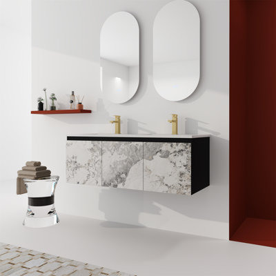 Meuble-lavabo double 47,6 po avec plateau en céramique Devohn