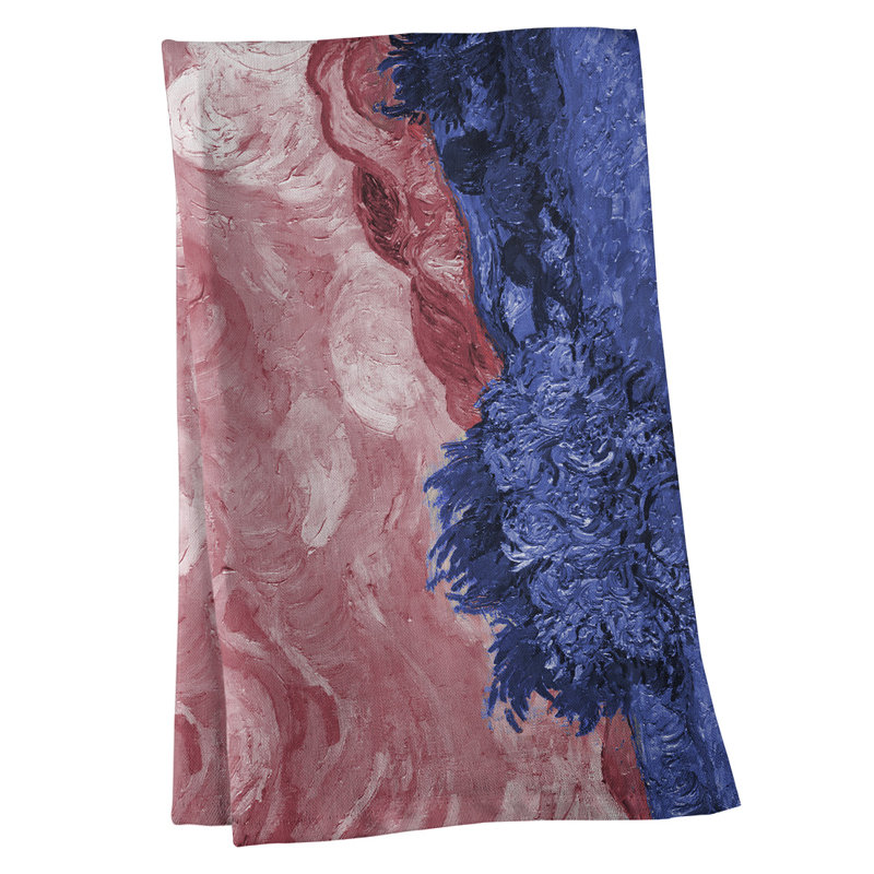 Serviette de thé avec blé cyprès wheatfield, Polyester sergé, Bleu / Rouge
