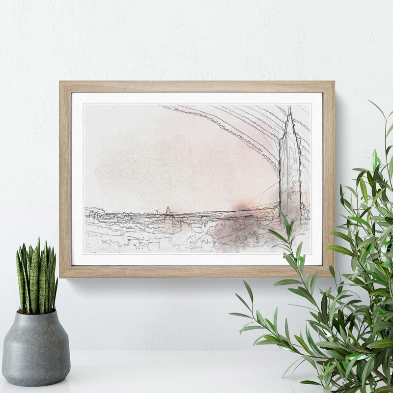 Sunset over Taipei City in Taiwan in Abstract - Picture Frame Graphic Art Print, 27cm H x 36cm W x 2cm D, Oak Framed