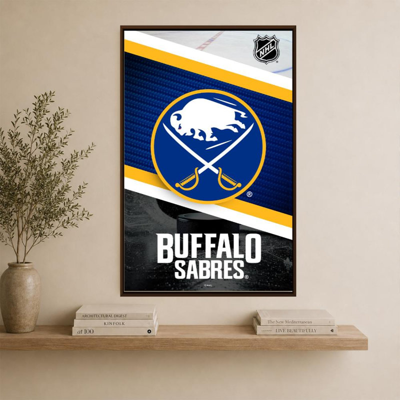 Décoration murale des Sabres de Buffalo (NHL), H 60 po x l 40 po, Cadre plat flottant, Brun