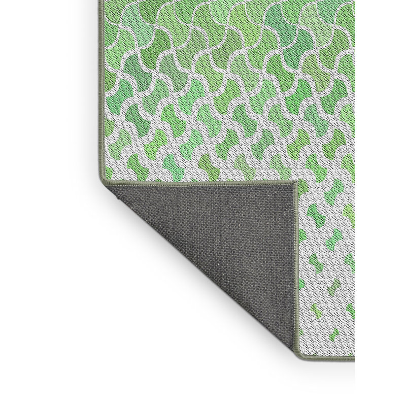 Laine tissée à la machine abstraite et polyester gris/vert Tapis décoratif, Rectangle de 8 pi x 10 pi