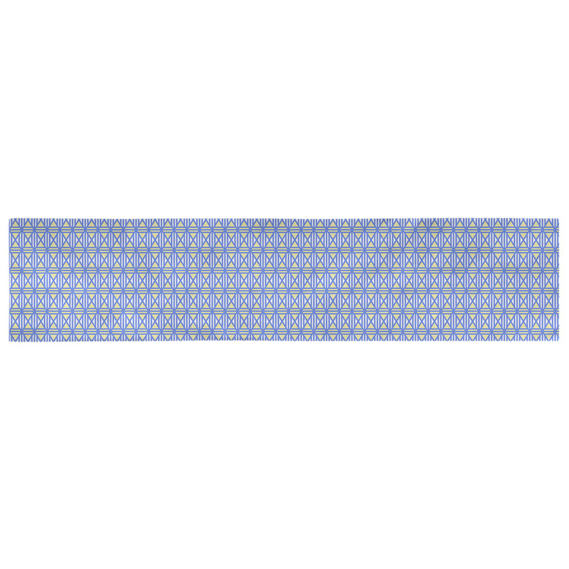 Chemin de table losanges doublés Avicia, 91,5 po x 17,5 po, Poly, Bleu / Jaune