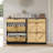 Wood Tilt Out 16 Pair Shoe Storage Cabinet with 2 Rattan Flip Drawers for Entryway