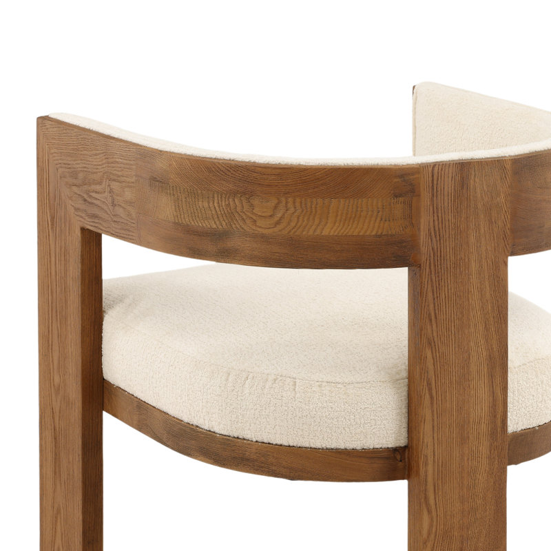Nadia Ash Wood Upholstered Dining Chair, Natural, White