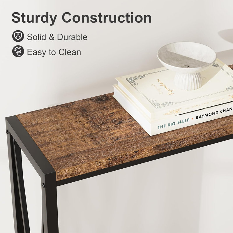 Console, table d'entrée, assemblage facile, table d'entrée, Brun rustique