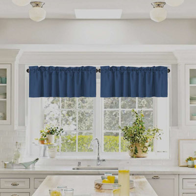 2 Panels Blackout Curtain Valances for Kitchen Windows/Bathroom/Living Room/Bedroom Privacy Decorative Rod Pocket Short Window Valance Curtains