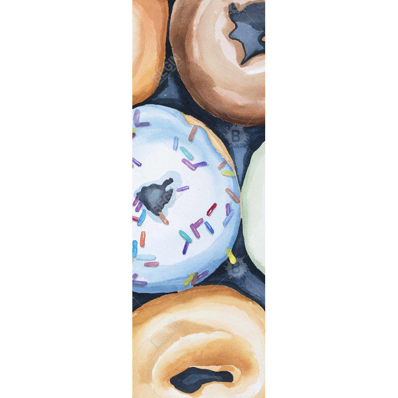 Aquarelle sur beignets avec glaçage - Art sur toile bleu cuisine