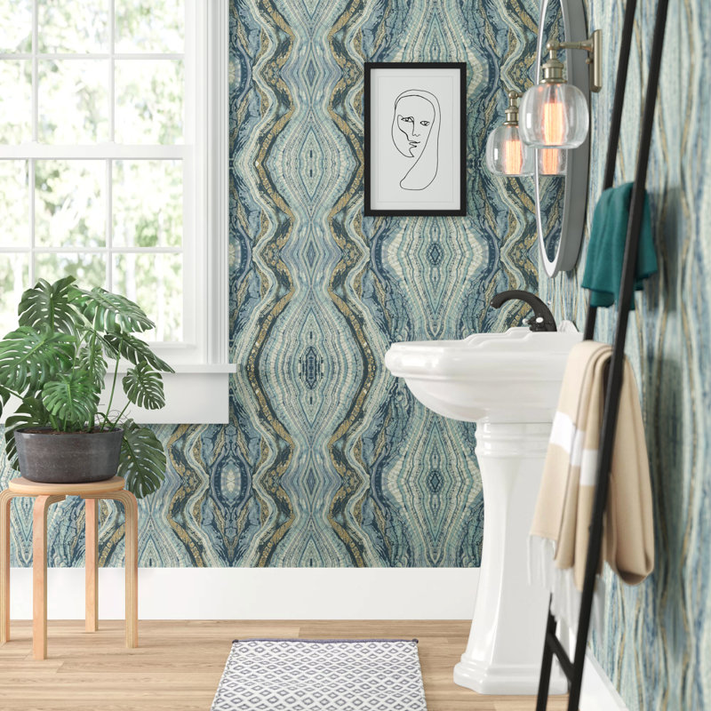 Antonina Vella Elegant Earth Marble Double Roll, Blue