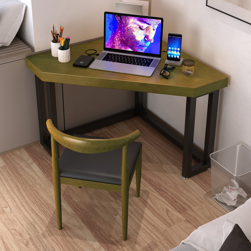 Walnut Triangle Solid Wood desks, 29.53" H x 39.37" W x 39.37" D