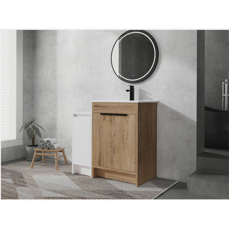 Armoire de meuble-lavabo sur pied 36 po avec lavabo en céramique et armoire de rangement avec portes à fermeture en douceur 36 po