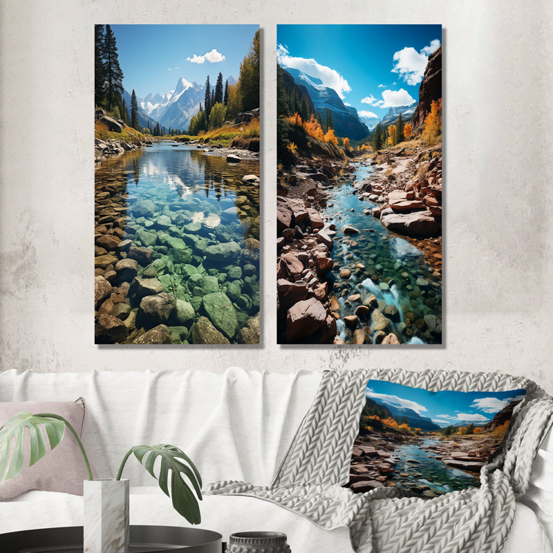 «USA Rocky Mountain Serenity Landscape», 2 pièces, Toile tendue, H 24 po x l 20 po