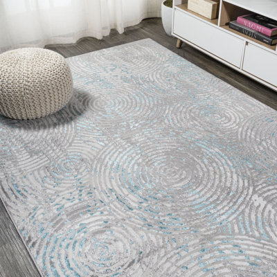Twinar Modern Abstract Gray/Turquoise Rug