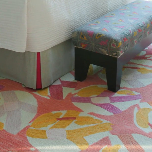 Lily Pad Pink and Orange Hand Woven Wool Rug
