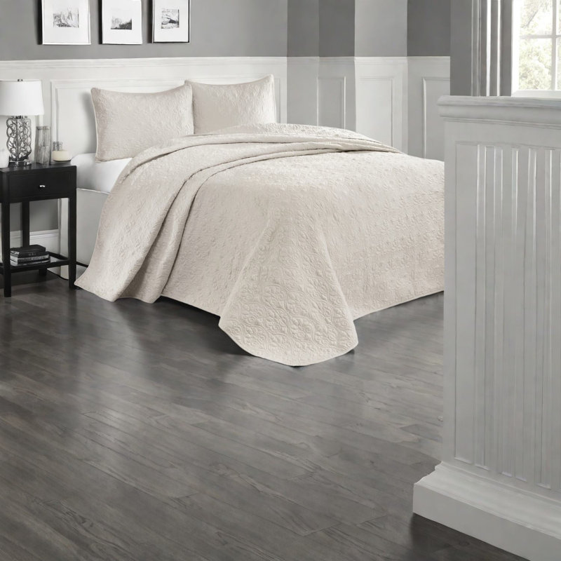 Ensemble de literie réversible en coton, crème, style classique pour la maison