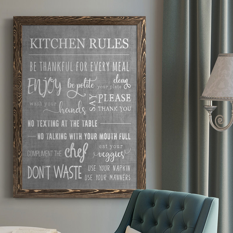 " Neutral Kitchen Rules ", 37.5" H x 27.5" W x 1" D, Walnut