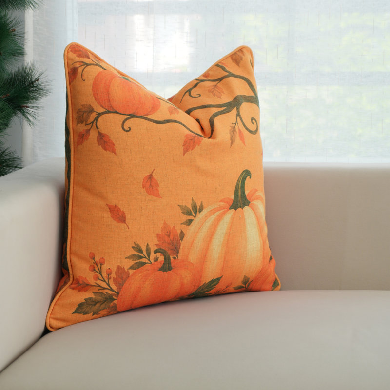 Housse de coussin d'Halloween en mélange de lin et citrouille d'Halloween, 14 x 14