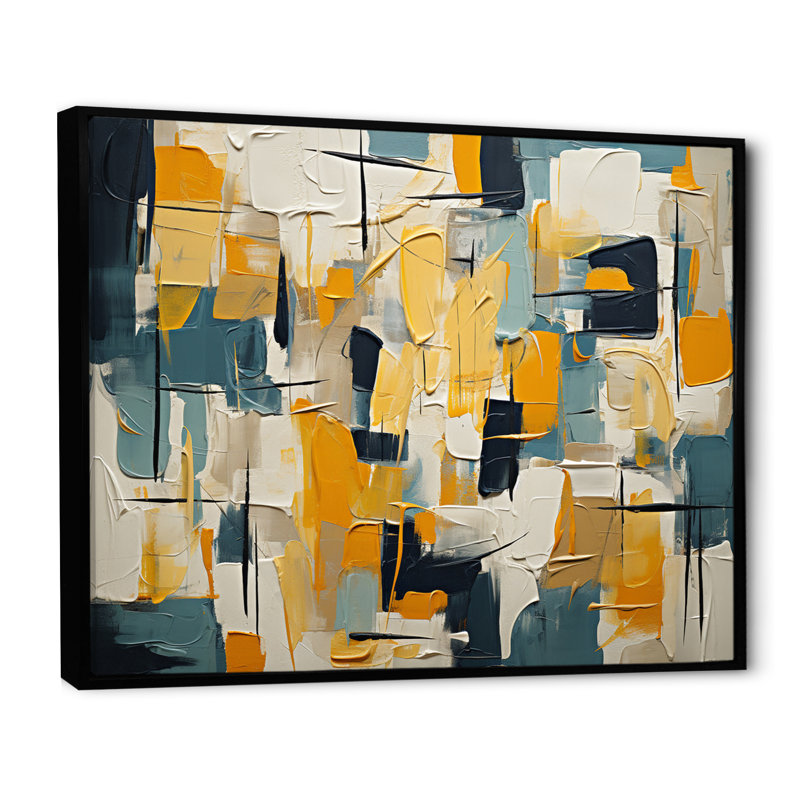 «Squared Ceremonian Abstract Expressionism I», reproduction d'art sur toile, H 16 po x l 32 po x P 1 po, Cadre flottant noir