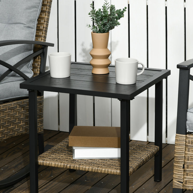 Outdoor Rocking Chair Backyard , 2 Porch Rockers With Cushions & Tier Coffee Table In Gray For Garden, Porch, Cushioned Backyard, Elegant Appearance
