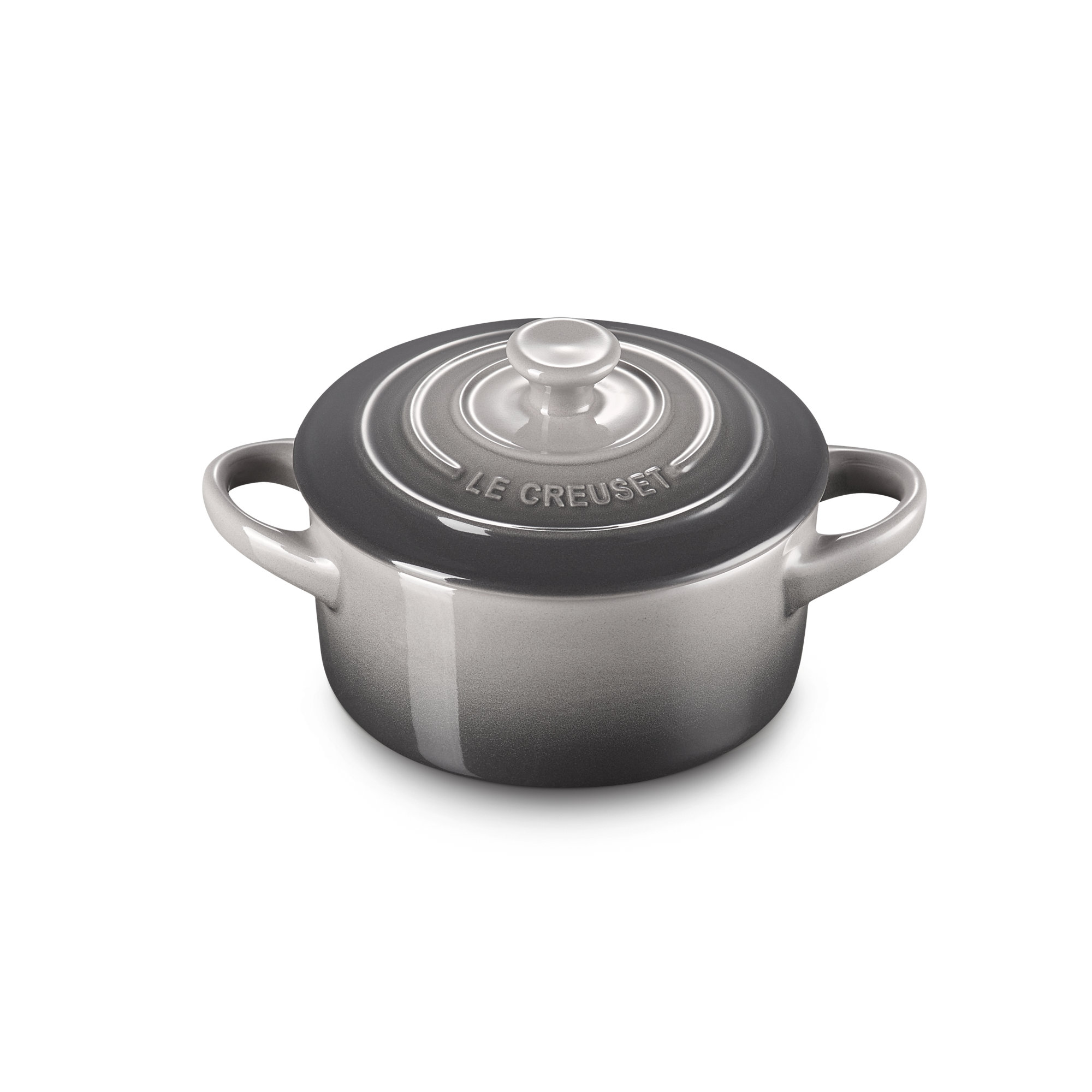 Le Creuset Stoneware 8 oz. Mini Round Cocotte with Lid, Oyster