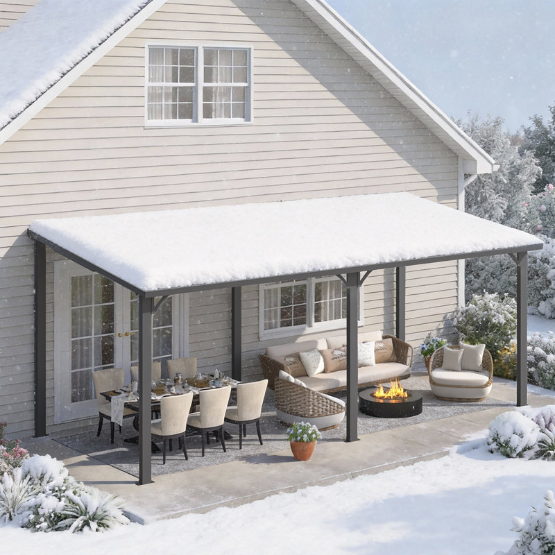 Hardtop Gazebo With Galvanized Steel Sloping Roof, 98.4" H x 235" W x 110" D