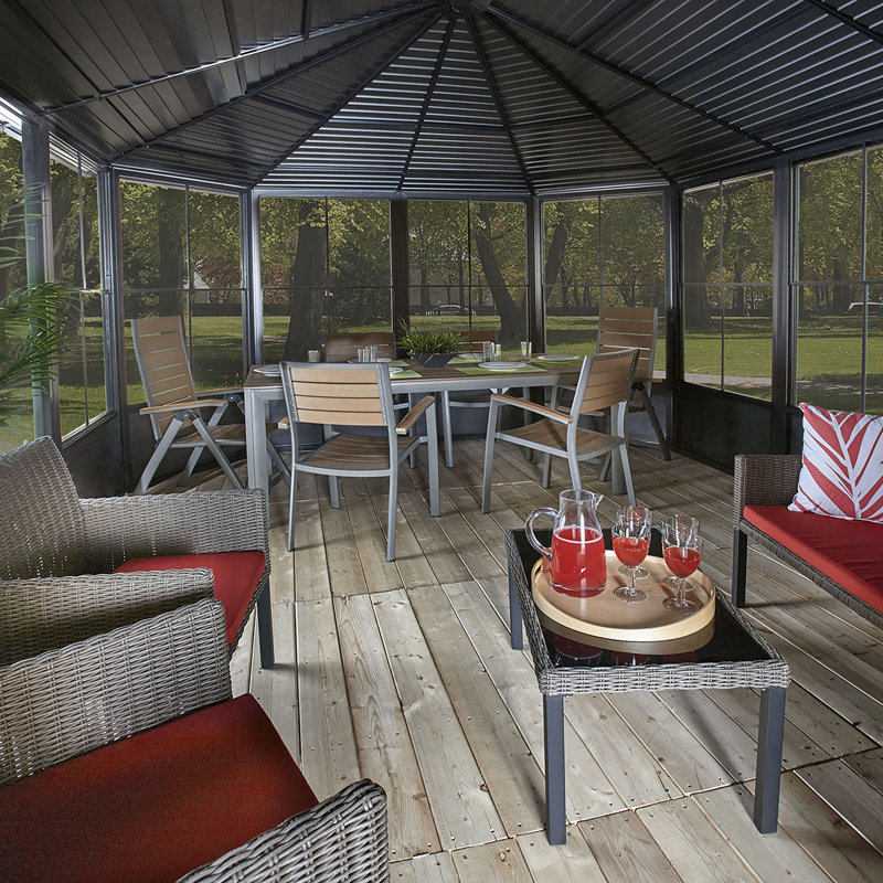 Sojag Charleston Solarium 3.7m x 4.6m, 280.8cm H x 488.6cm W x 383.6cm D