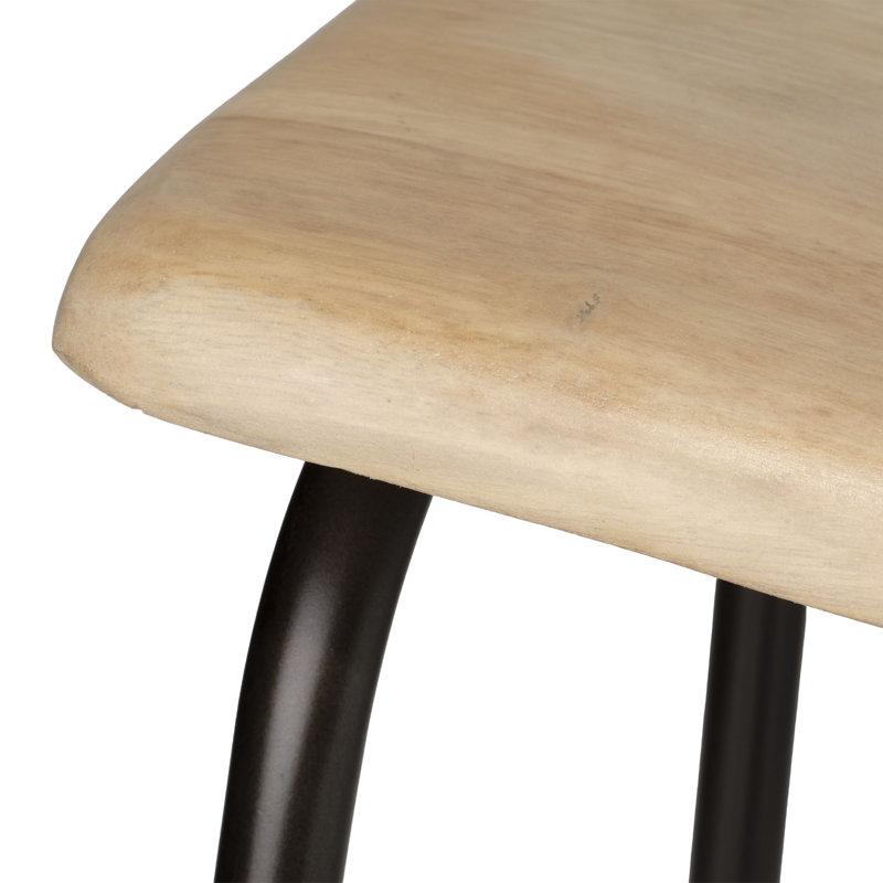 Bend Iron Counter Stool, Bleached Mango Wood