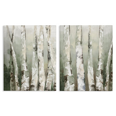 Organic Birch Forest Trees 2pc Canvas Set, design by Luna Mavis
