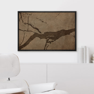 Brown Minimalist Modern Rustic Framed Bedroom Wall Decorations Canvas Print