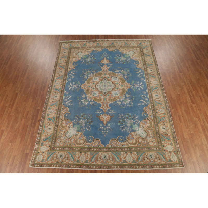 Handmade Blue Traditional Area Rug 10x13