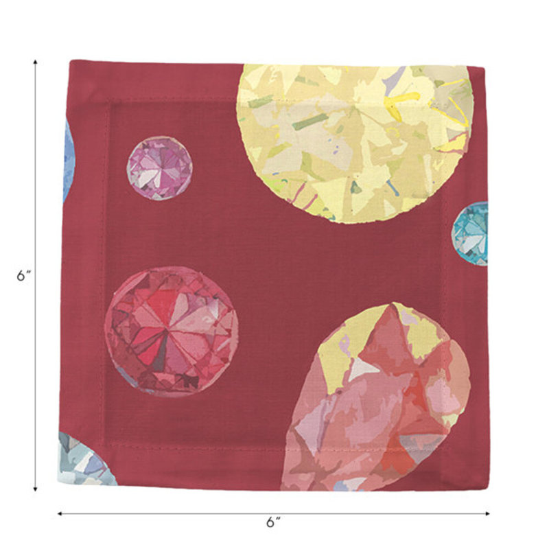 Jewel Cotton Sateen Cocktail Napkins, Red
