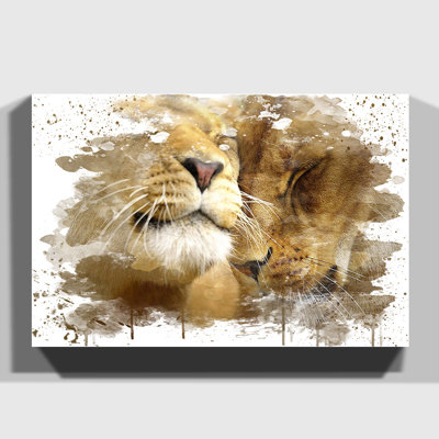 Cuddling Lions - Wall Art