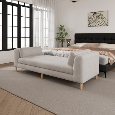 Modern Upholstered Chaise Lounger Daybed,Accent Bench With Bolster Pillows by George Oliver
