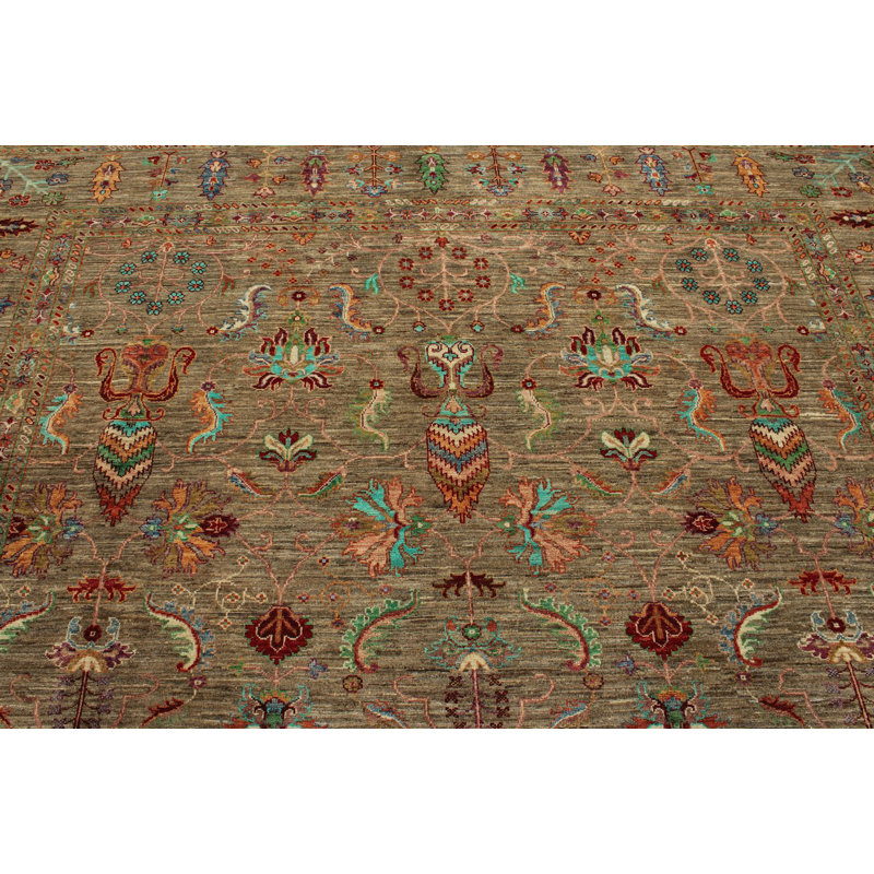Tapis tribal brun 9 x 12